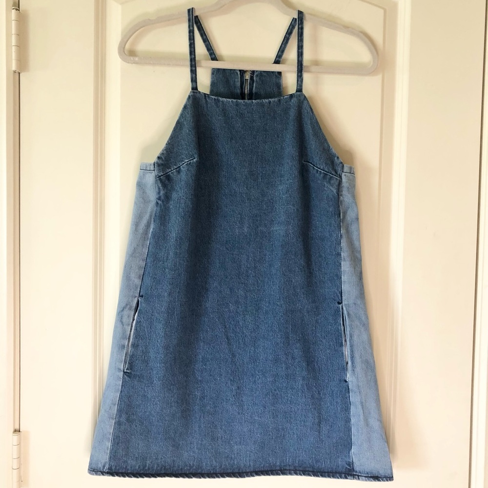 Denim Mini Dress, Two Tone